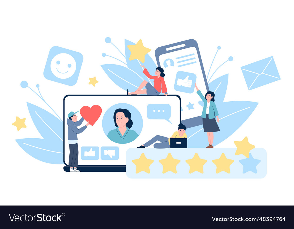 Online feedback positive experience and rate Vector Image