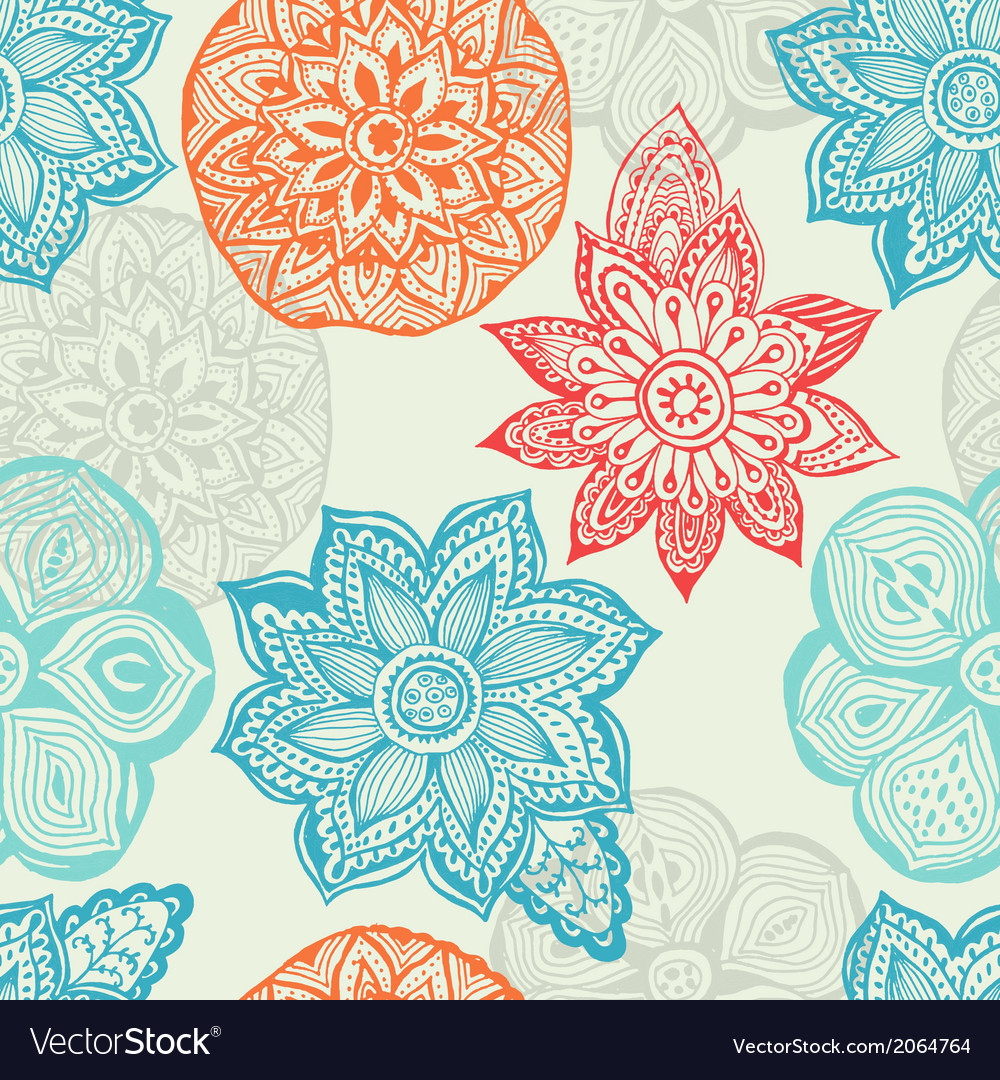 Ornate flowers seamless background copy