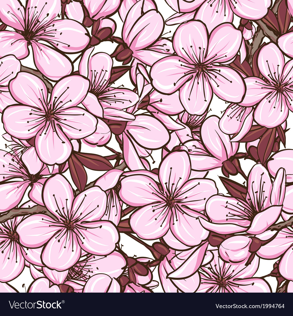 Seamless pattern with cherry blossom