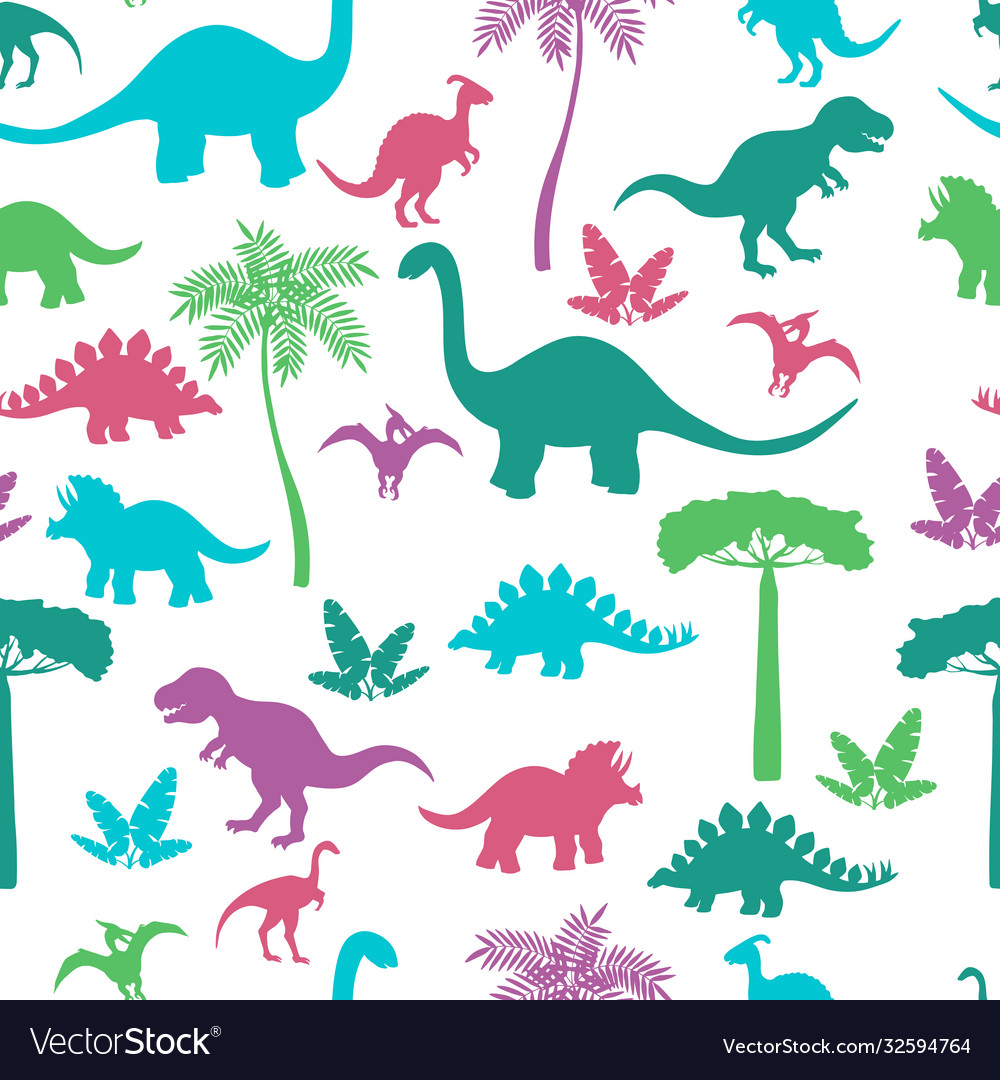 Seamless pattern with colorful dinosaur vector image Seamless pattern with colorful dinosaur