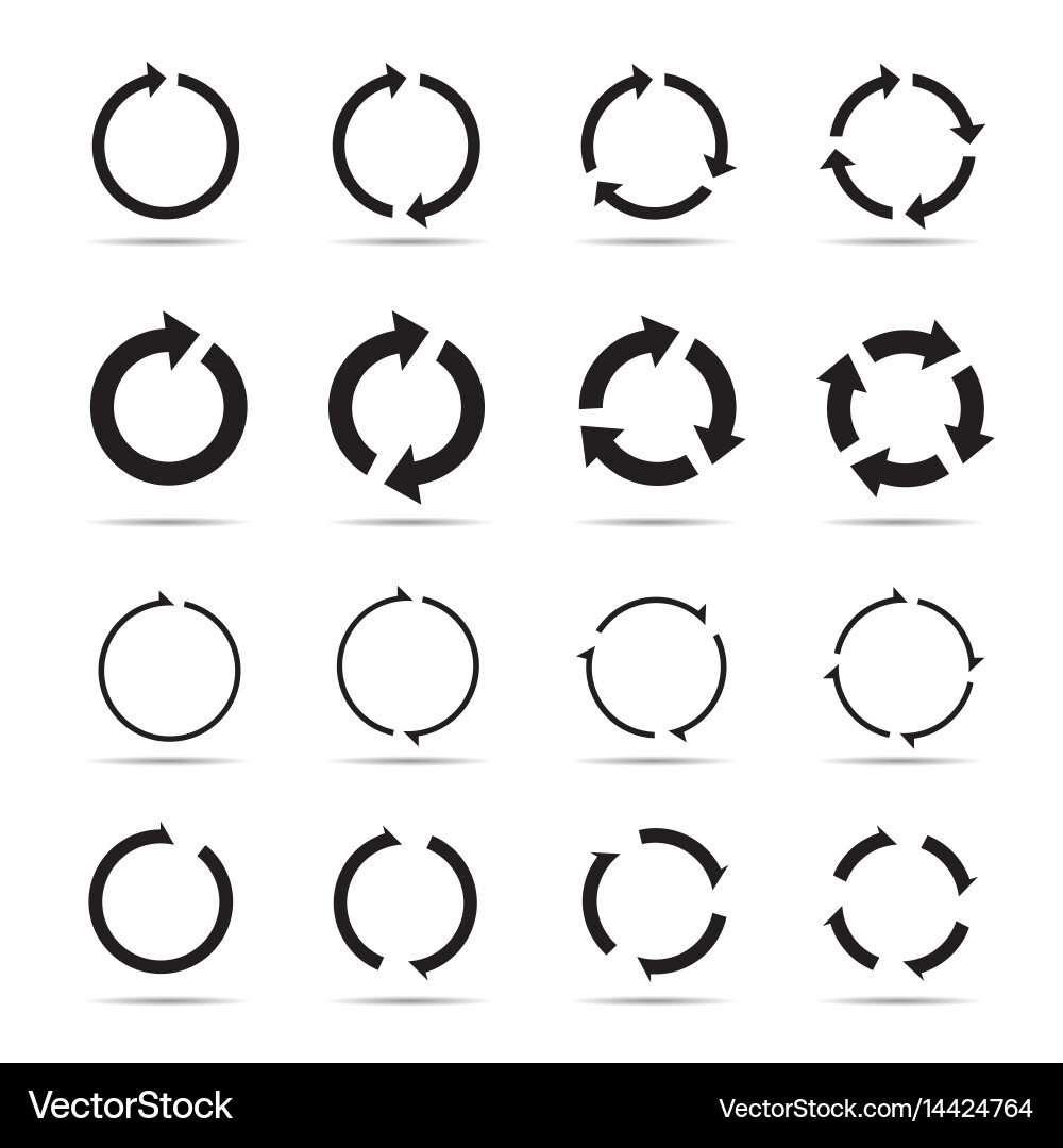 Set black circle arrows Royalty Free Vector Image