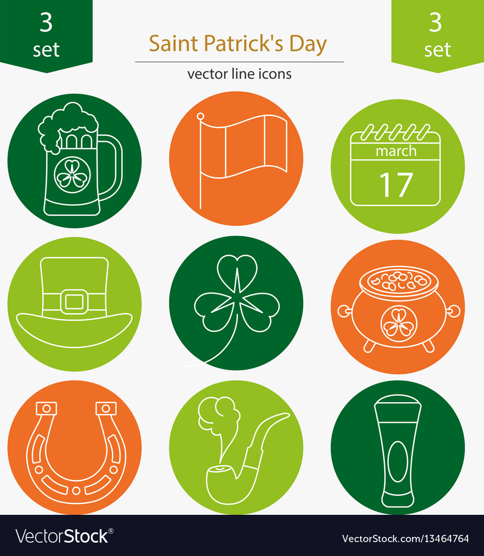 Set of saint patrick s day icons Royalty Free Vector Image