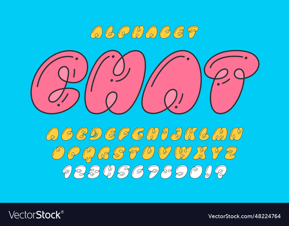 Trendy bubble comical alphabet design colorful Vector Image