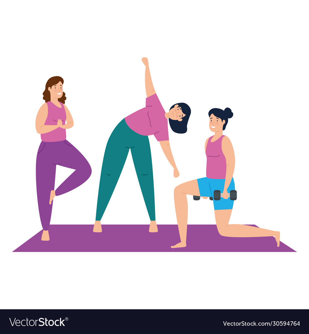 Women practicing exercise isolated icon Royalty Free Vector