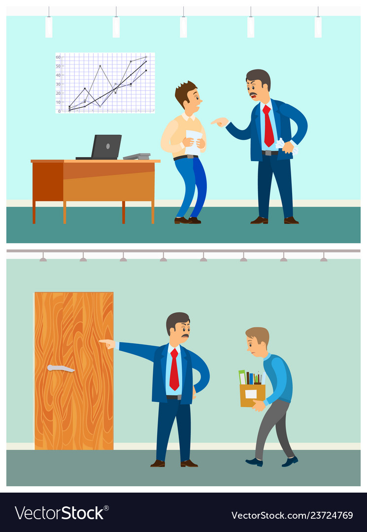 Bad job and dismissal angry boss employee Vector Image