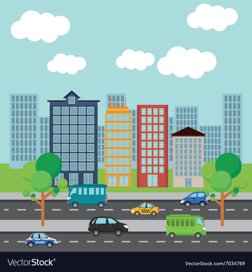 Cars in the city Royalty Free Vector Image - VectorStock