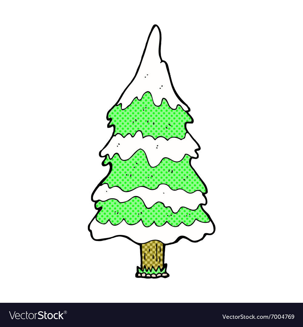 Comic cartoon snowy tree