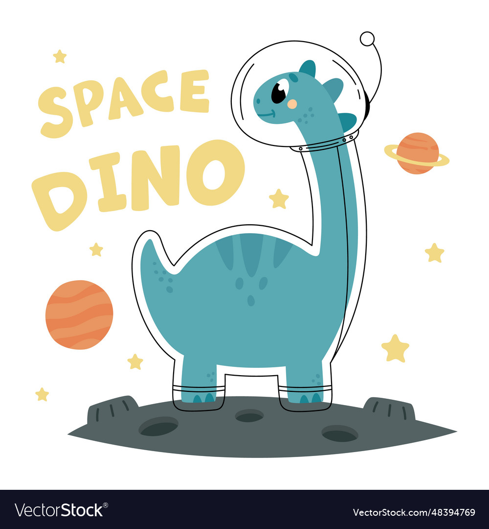 Dinosaur explorer space in astronaut costume boy vector image Dinosaur explorer space in astronaut costume boy