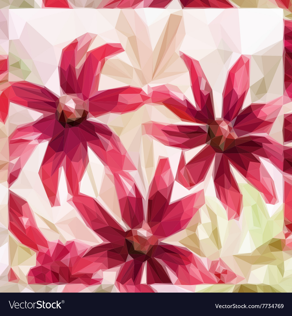 Flowers low poly pattern