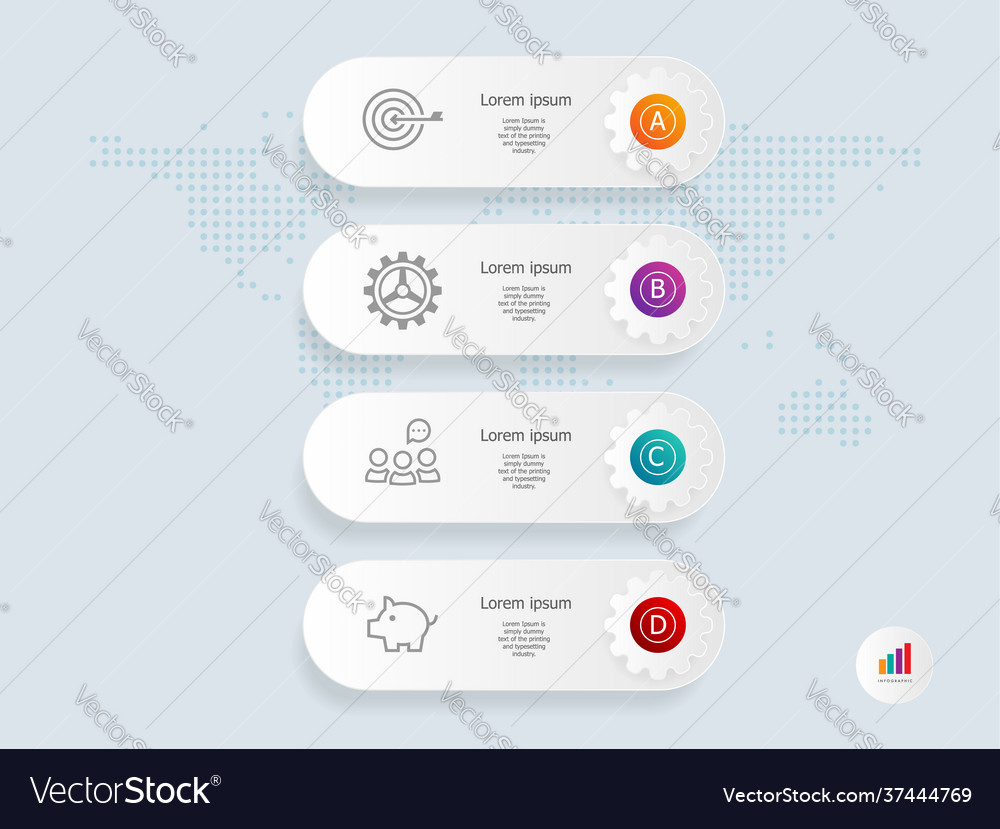 Gear wheel tab vertical infographic presentation