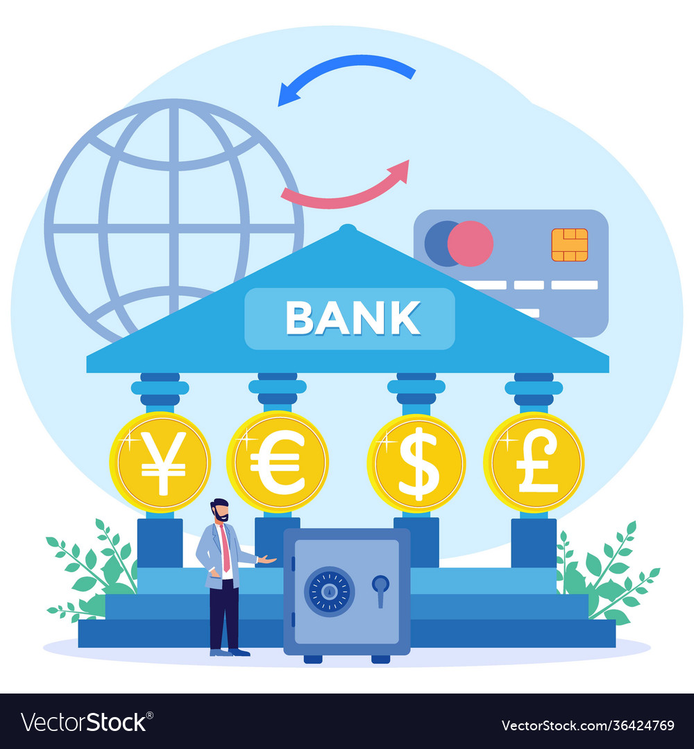 Graphic cartoon character currency exchange Vector Image