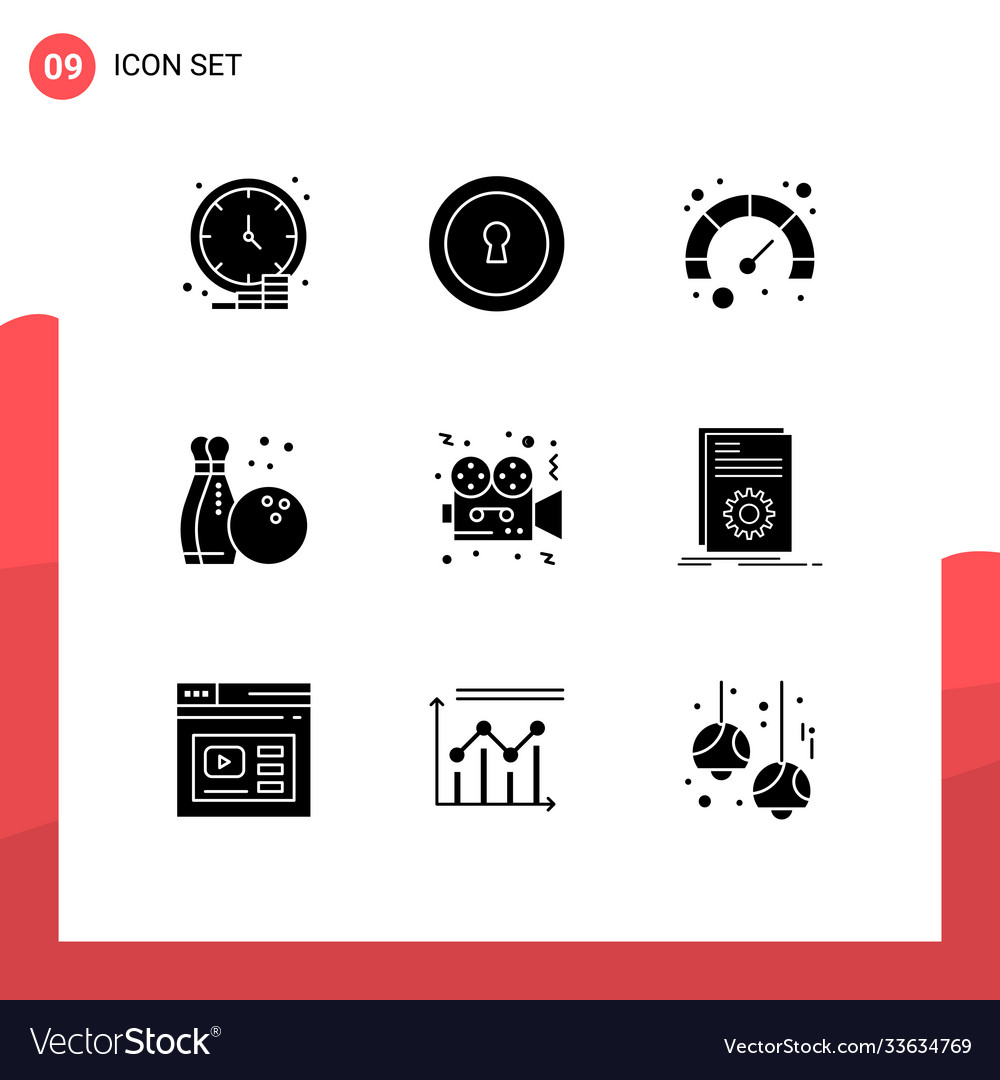 Pictograph Set 9 einfache solide Glyphenfolie