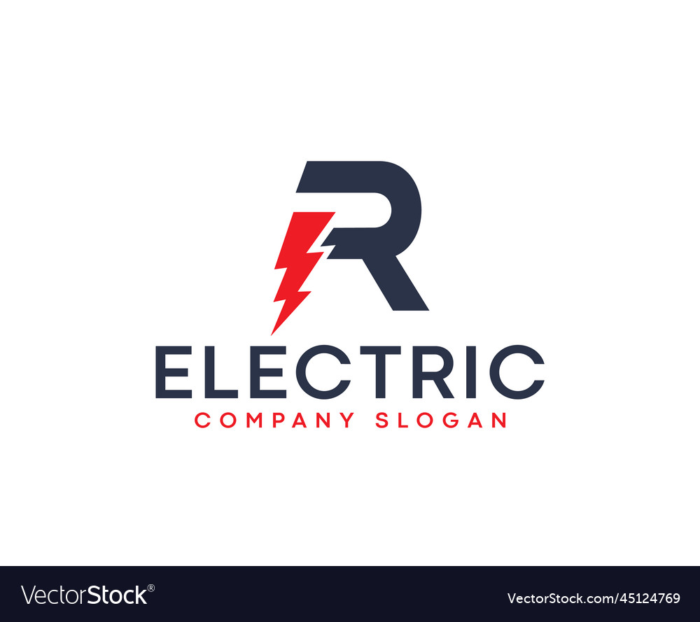 R elektrisches Buchstaben-Logo-Design mit Beleuchtung