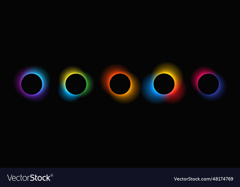 Set of circle illuminate light frames with color vector image Set of circle illuminate light frames with color