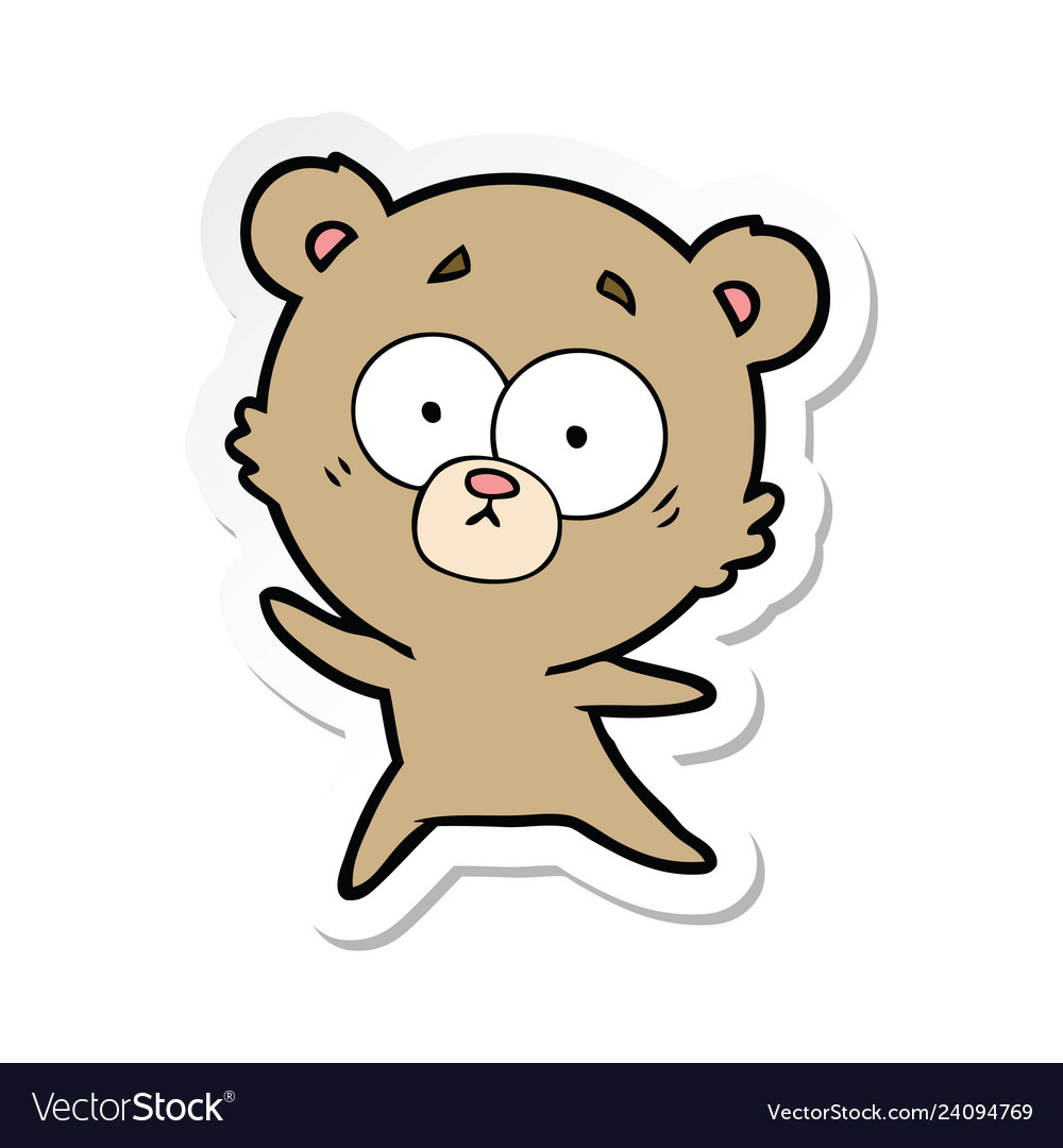 Sticker of a anxious bear cartoon