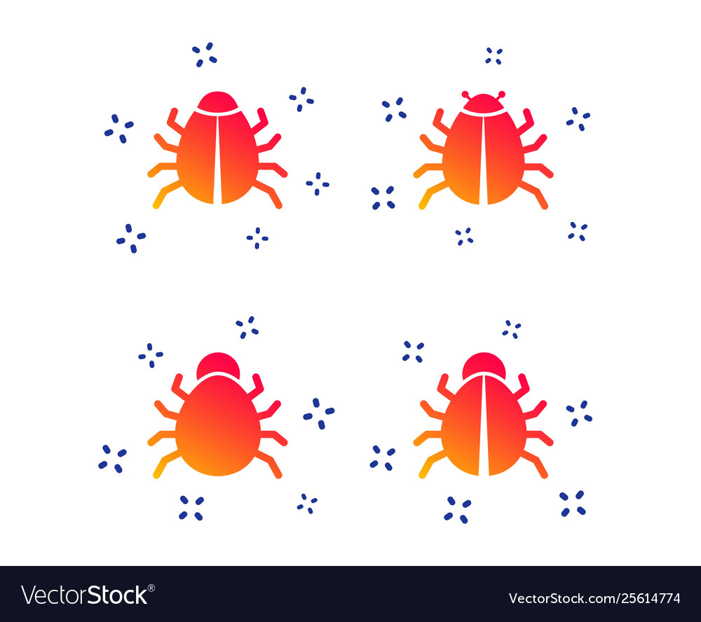 Bugs signs virus software error icons Royalty Free Vector