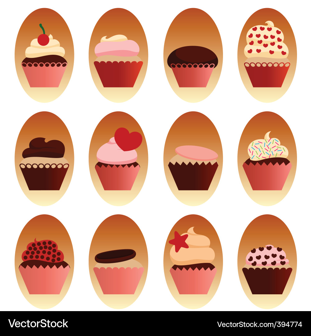 Cake set Royalty Free Vector Image - VectorStock