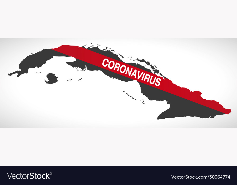 Cuba map with coronavirus warning