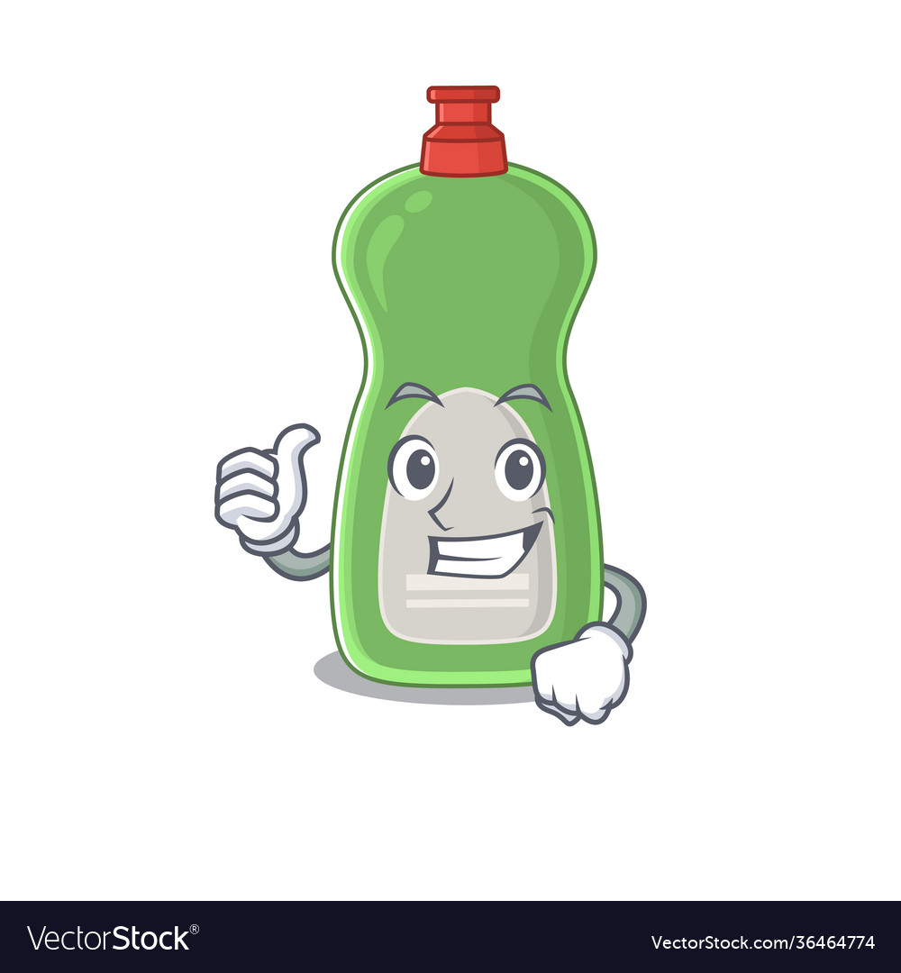 Dishwashing liquid cartoon showing ok finger pose Vector Image