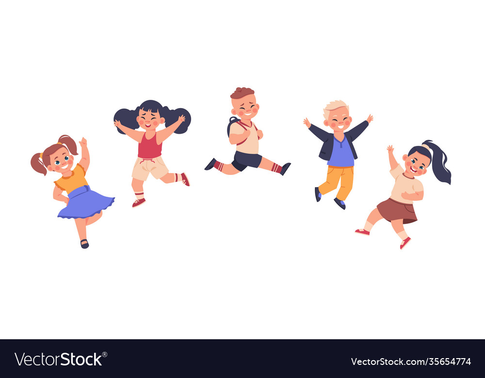 Jumping kids yong child character in jump Vector Image