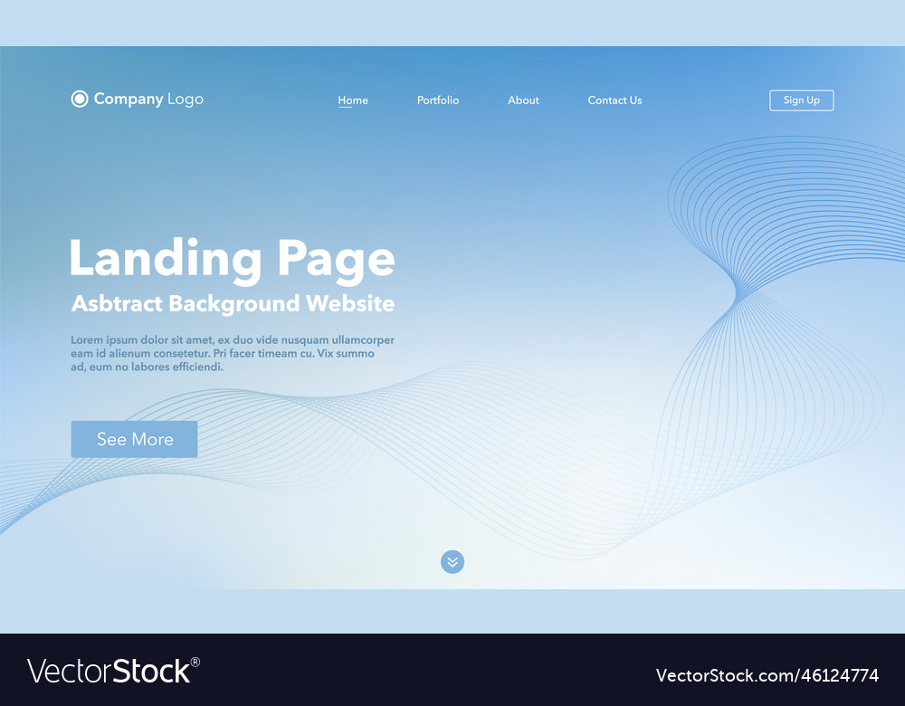 Landing page abstract wave background website vector image Landing page abstract wave background website