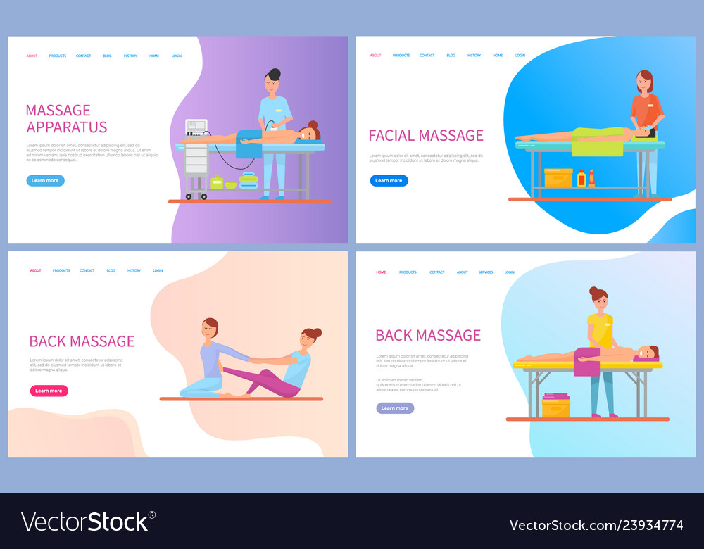 Master making back and facial massage web Vector Image