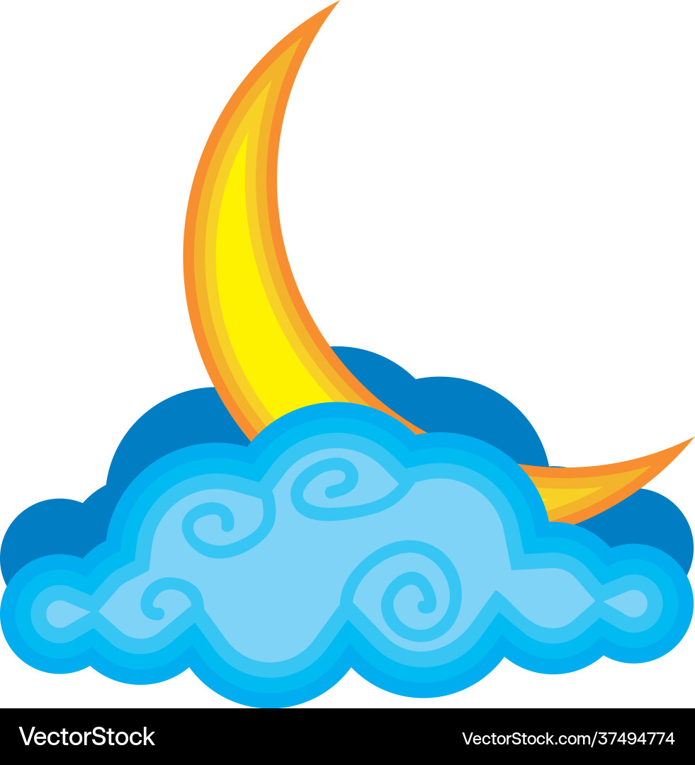 Moon cloud cartoon Royalty Free Vector Image - VectorStock