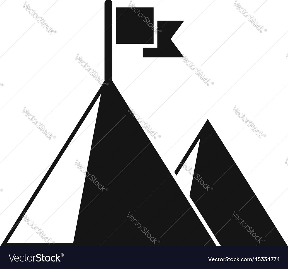 Path flag on mountain icon simple top Royalty Free Vector