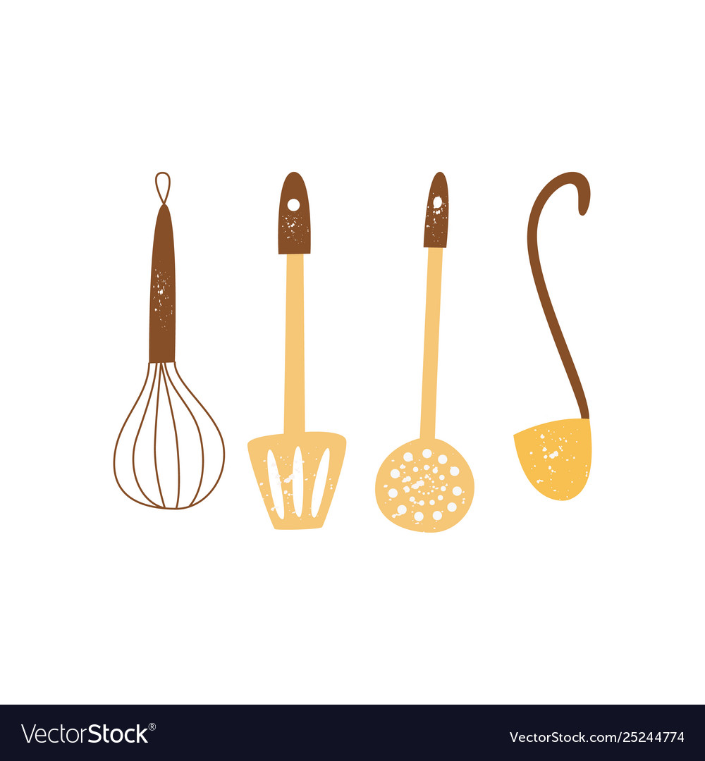 Set kitchen utensils or tools for cooking flat