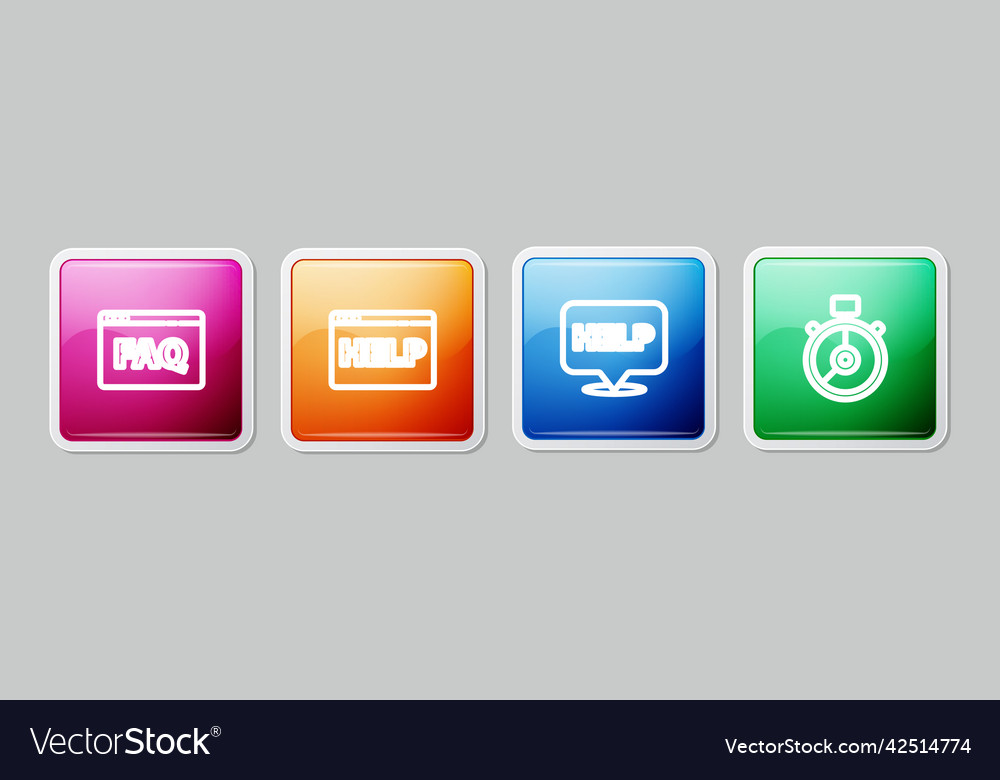 Set line browser faq help speech bubble vector image Set line browser faq help speech bubble
