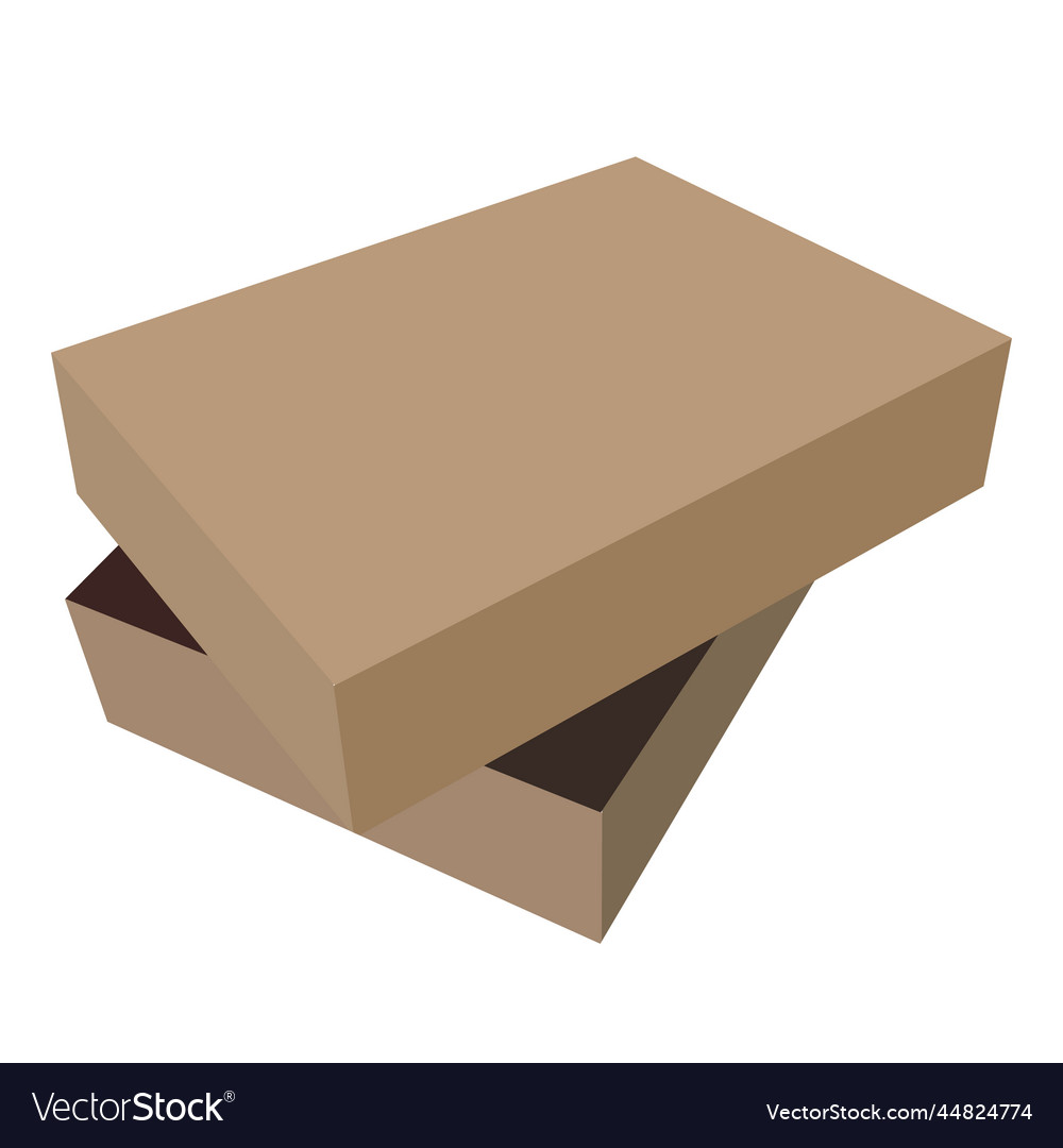 Shallow box with open top lid isolated object vector image Shallow box with open top lid isolated object