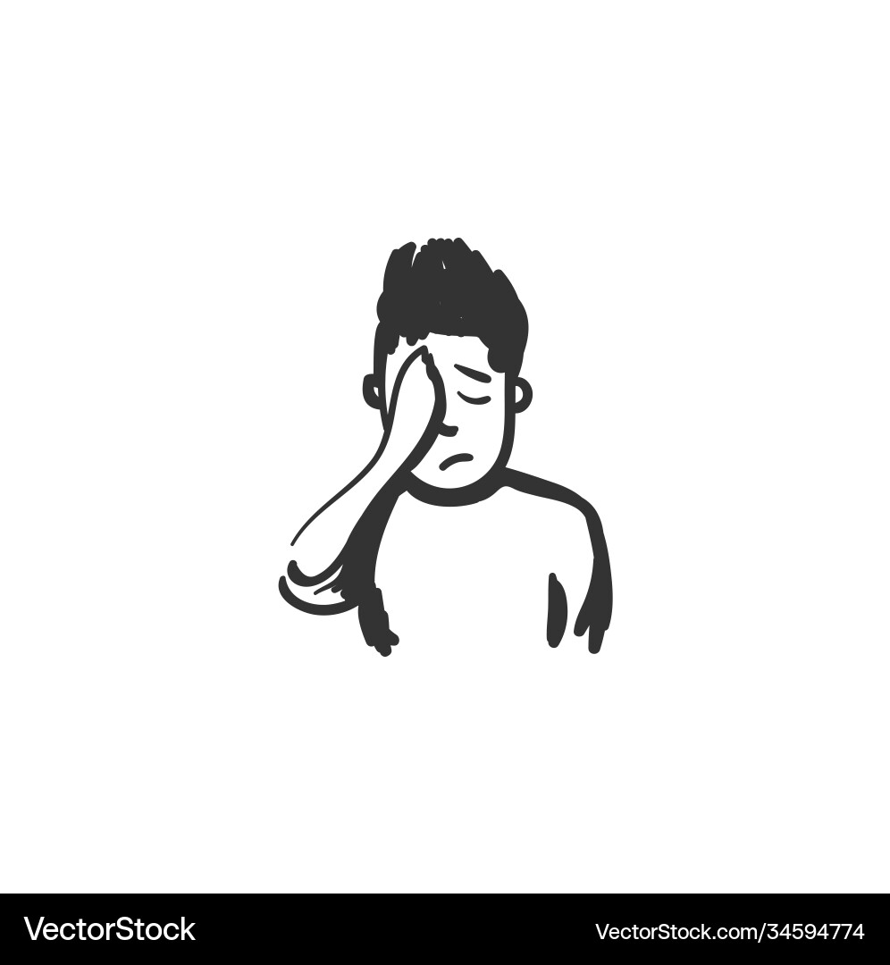 Shame feeling icon outline sketch drawing Vector Image