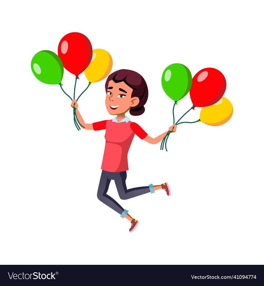 Teen girl air balloon Royalty Free Vector Image