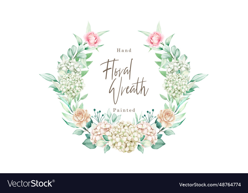 Watercolor hydrangea floral wreath