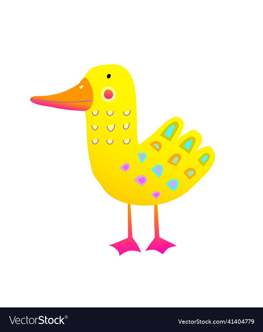 Abstract duck bird character art print Royalty Free Vector