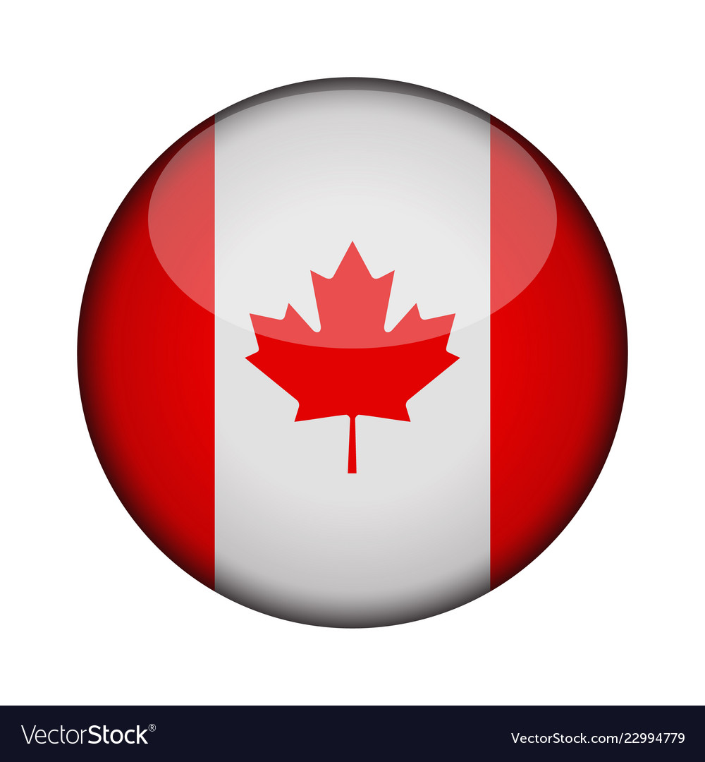 Download Canada flag in glossy round button of icon canada Vector Image