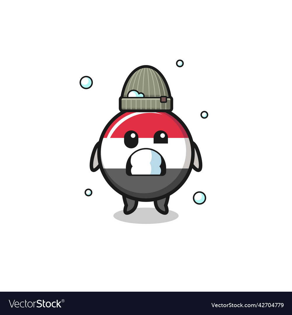 Cute cartoon yemen flag with shivering expression