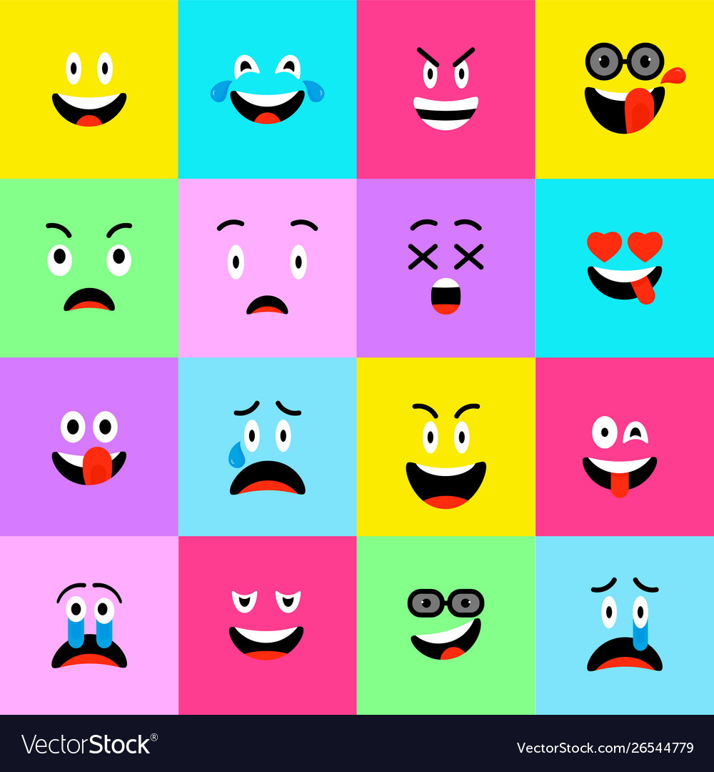 Emojis icons set emoticons square icon