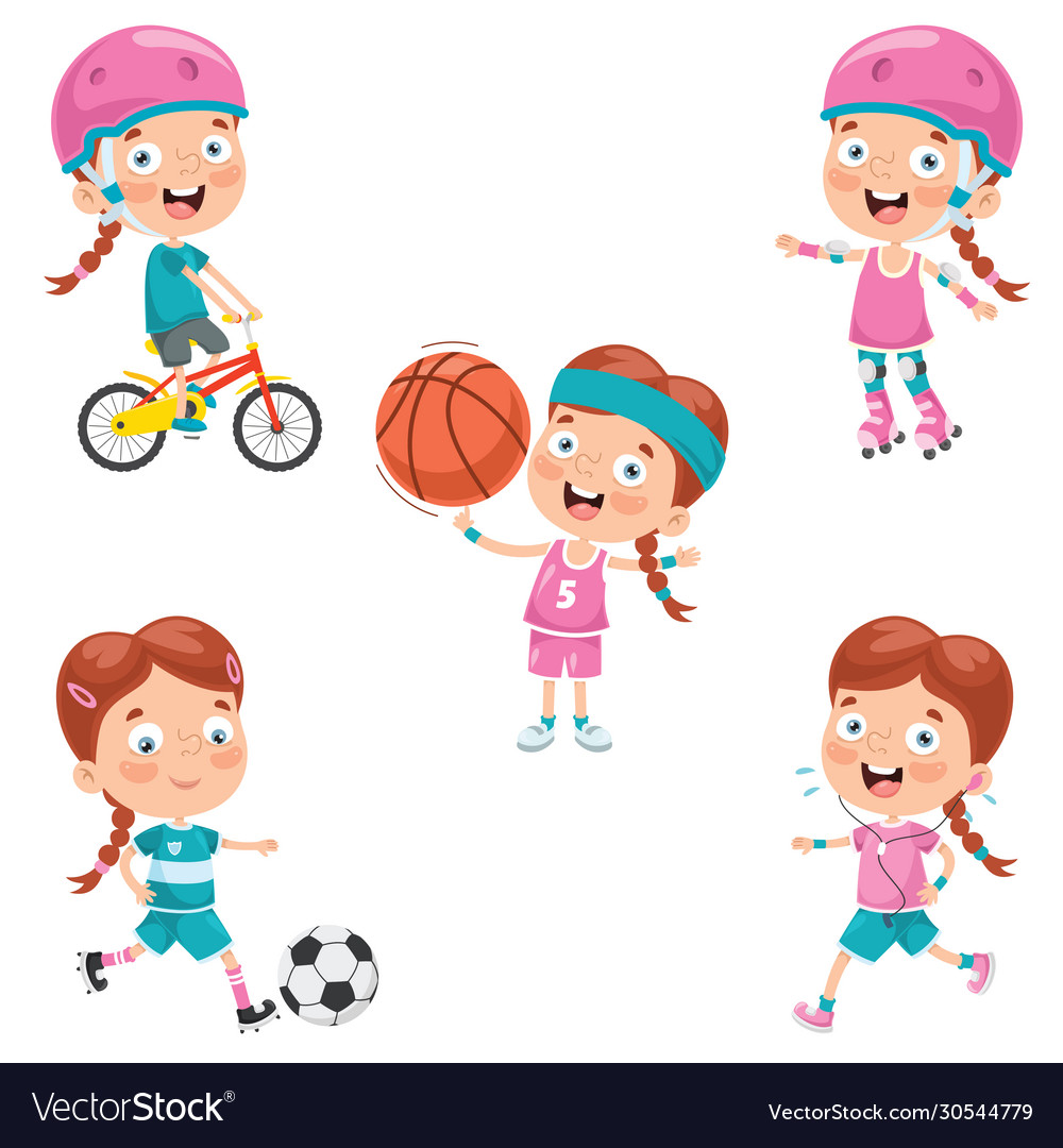 Girl making various sports Royalty Free Vector Image