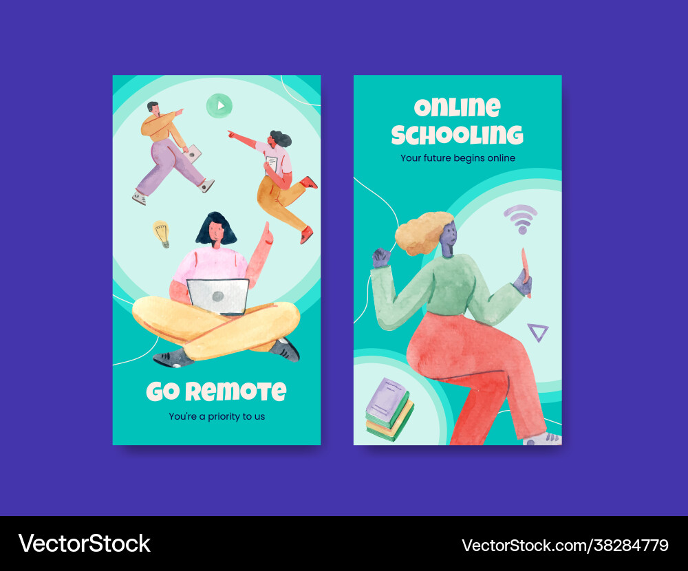 Instagram template with online learning concept Vector Image