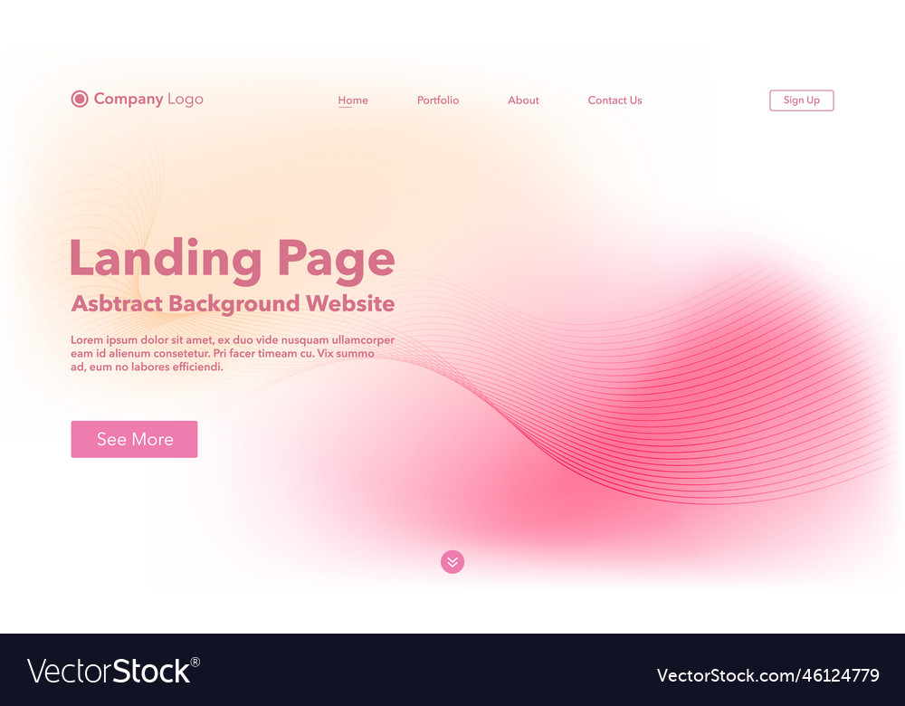 Landing page abstract wave background website vector image Landing page abstract wave background website