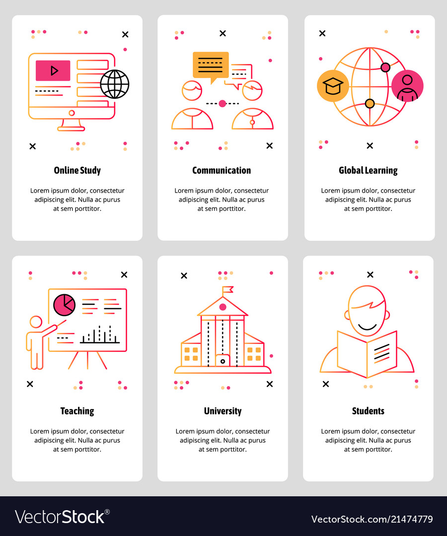 Line art web and mobile app template set