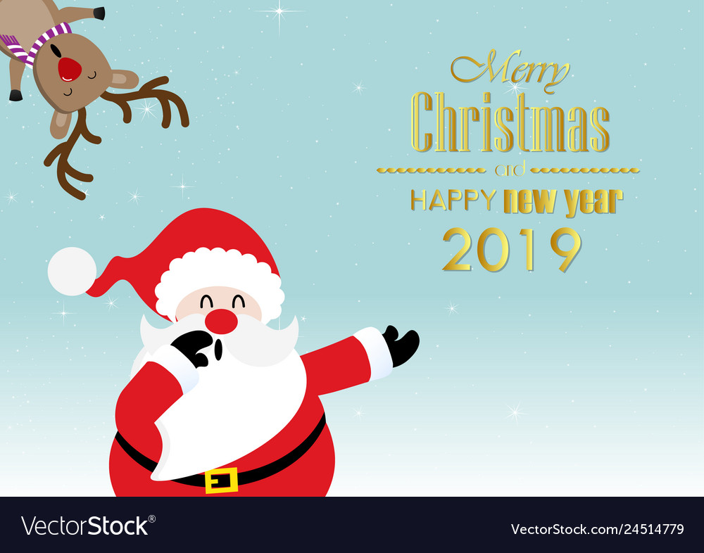 Merry christmas greeting card with santa claus