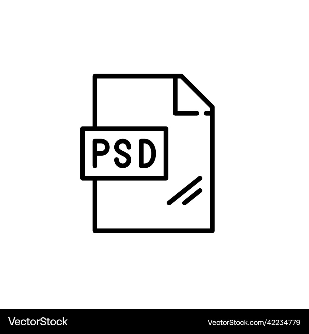 Psd file format icon pixel perfect editable Vector Image