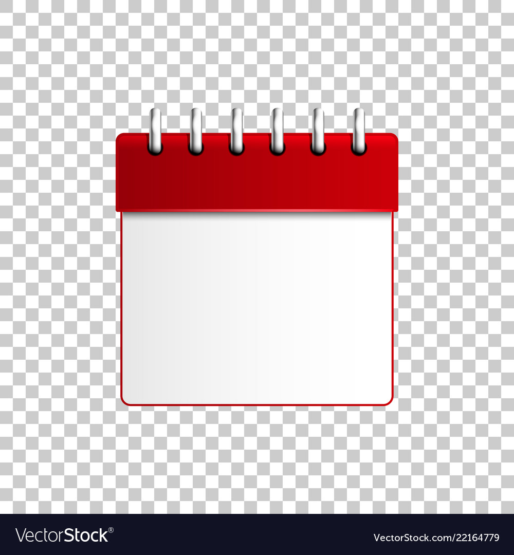 Realistic calendar red on transparent background Vector Image