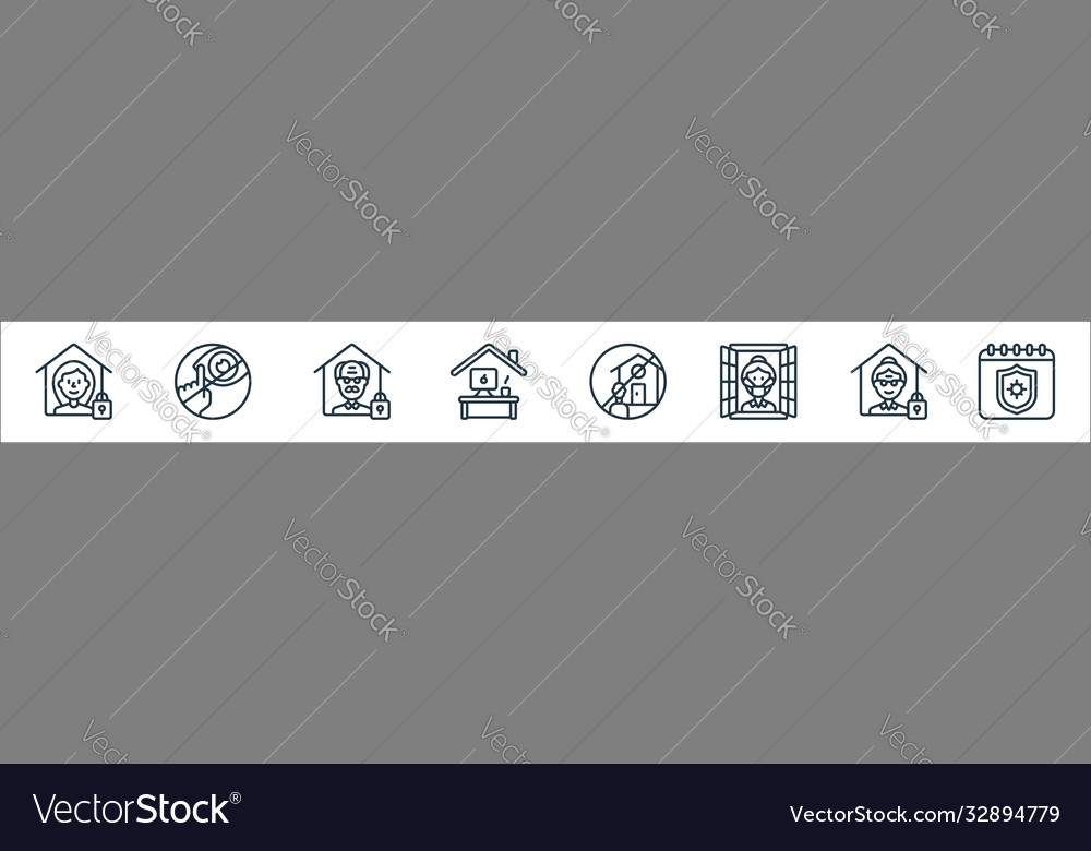 Self isolation line icons linear set quality vector image Self isolation line icons linear set quality