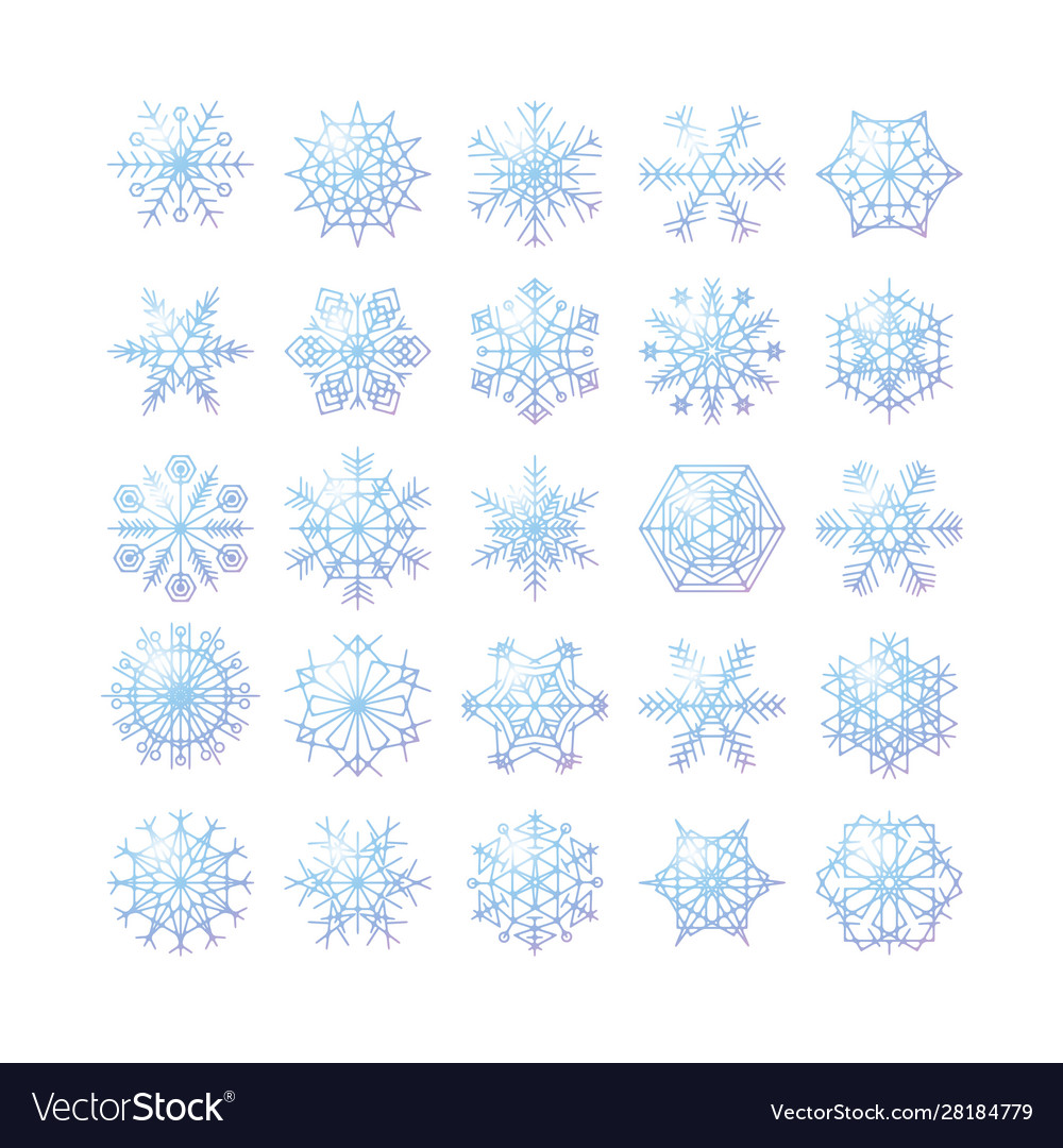 Snowflake winter set blue isolated icon