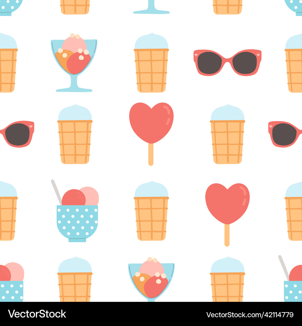 Summer seamless pattern and flat design Royalty Free Vector