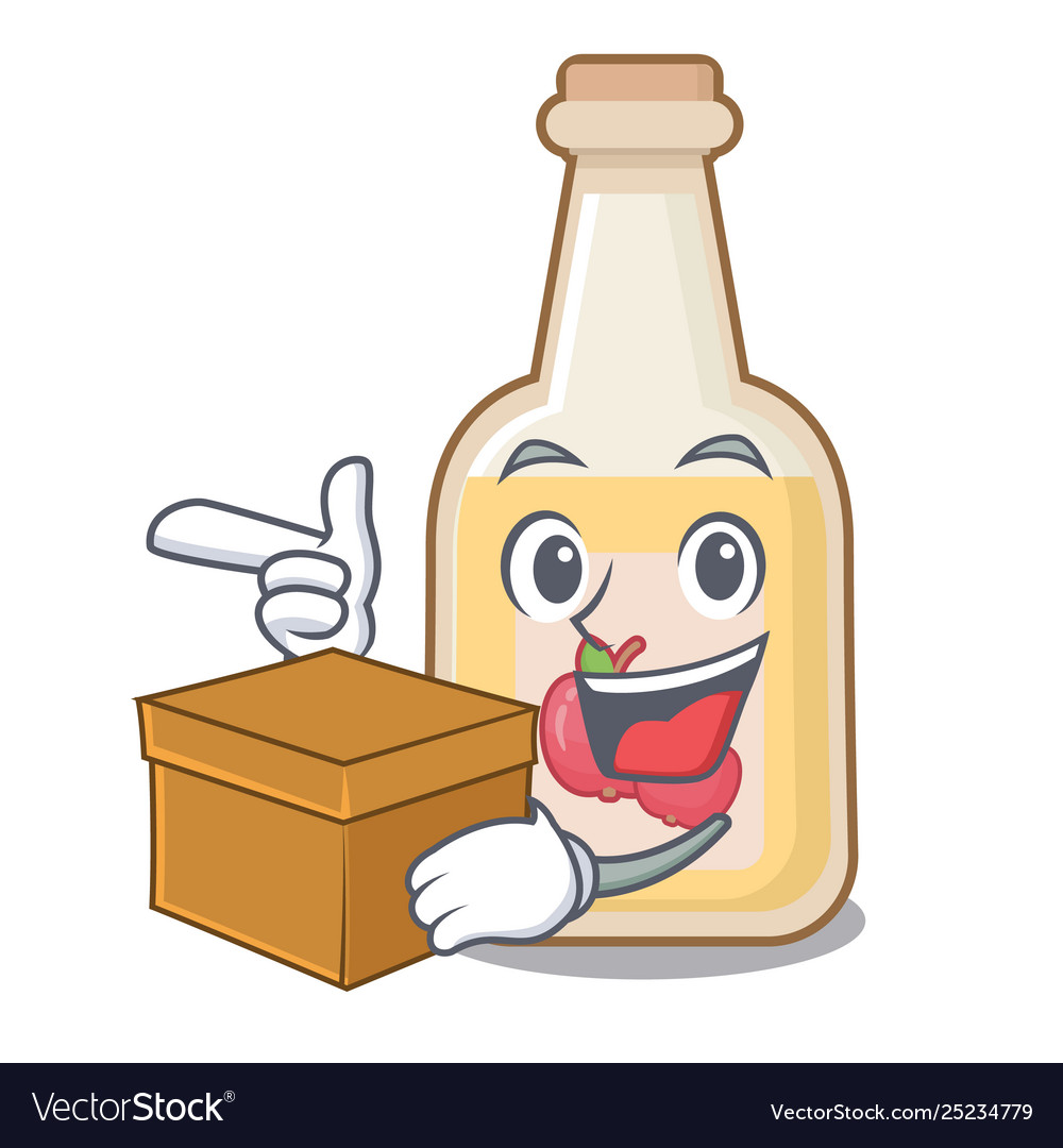 With box apple cider isolated mascot