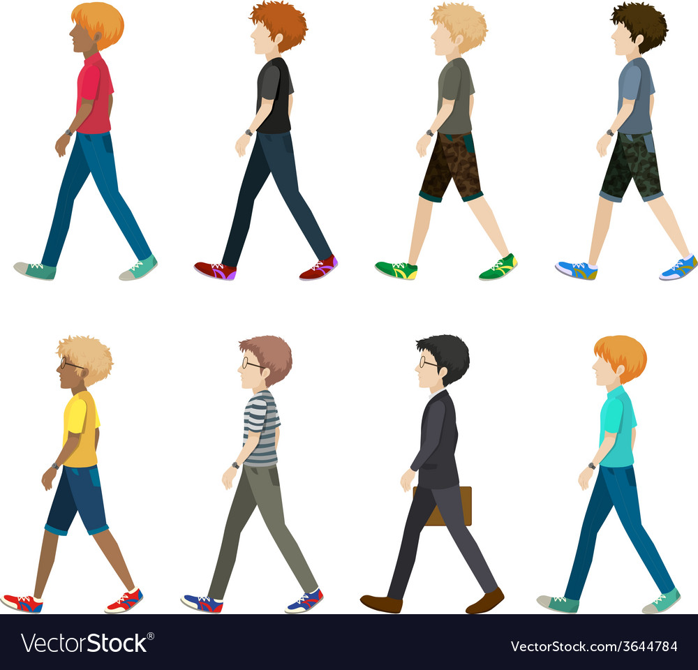 Walking directions. Faceless people. Walking Side